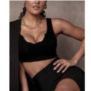JLUX BLACK SPLIT RIBBED CROP TOP- Medium